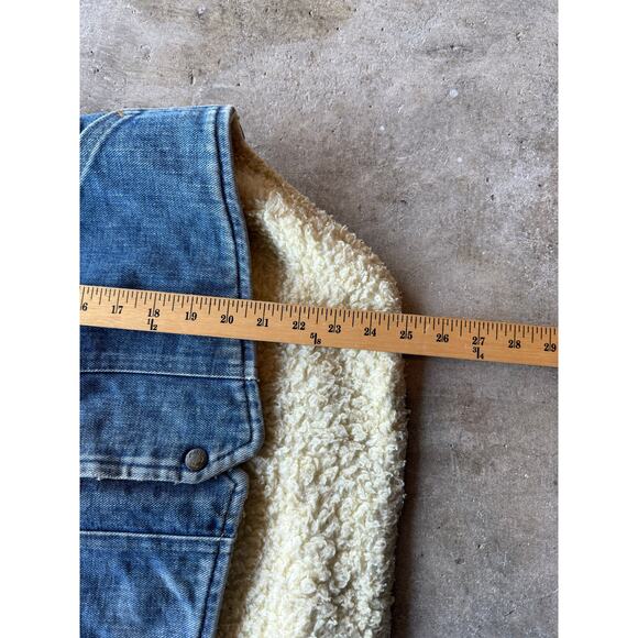 Vintage 1980s Carter's Denim Sherpa-Lined Vest Size Small Made In USA Talon Zip - Picture 7 of 7